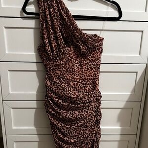Leopard One Shoulder Corset Dress